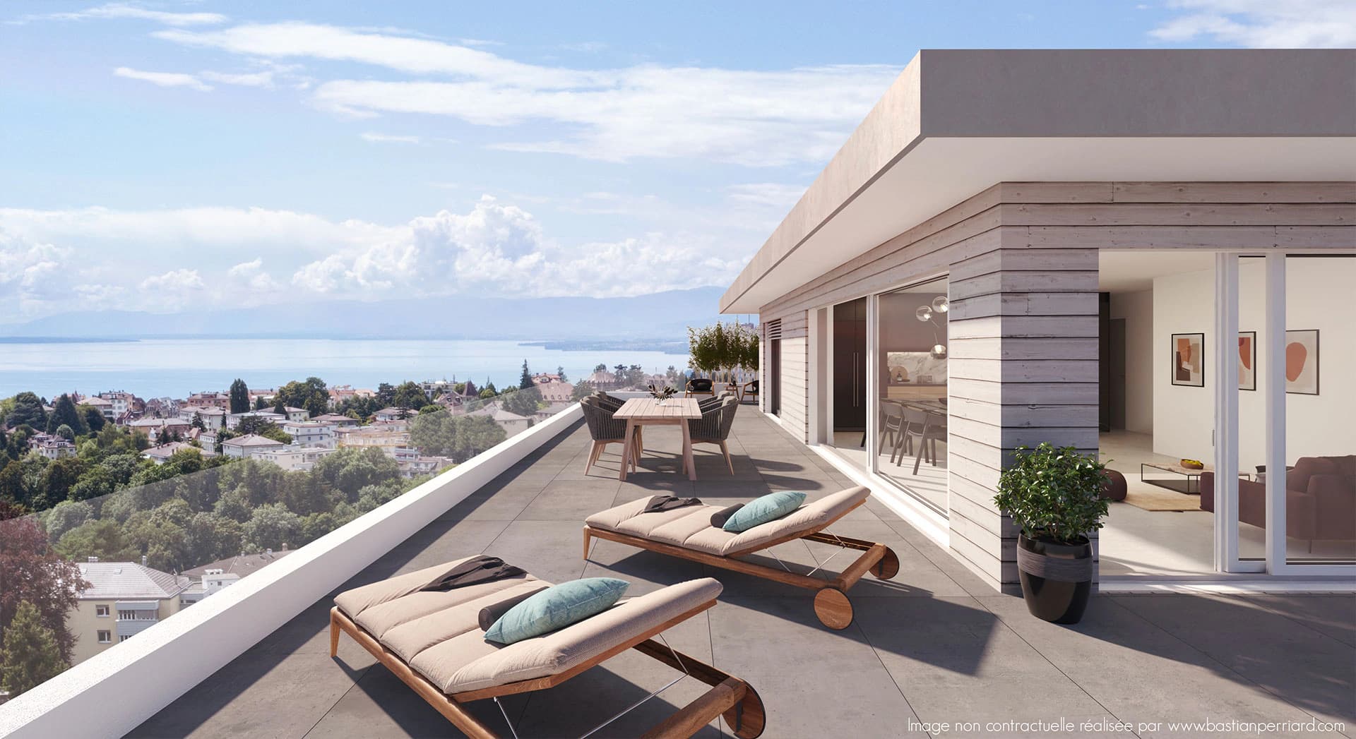 The attic terrace — rendering by Bastian Perriard