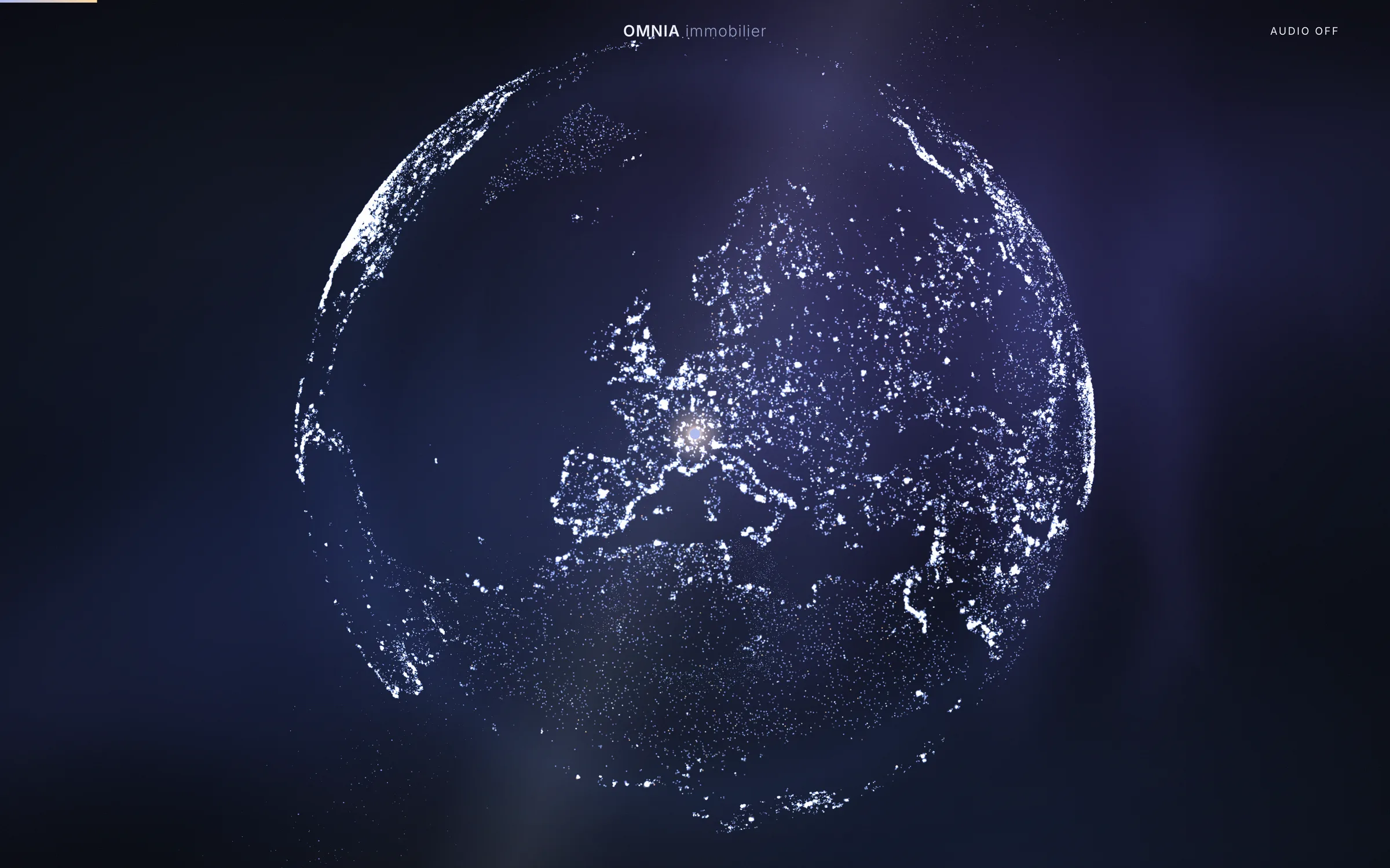 Le globe de lumières de la timeline OMNIA, avant la plongée sur Lausanne.